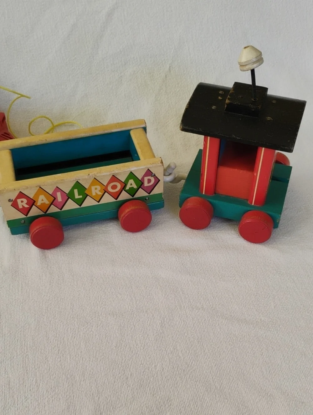 Fisher-Price 1963 VintageKids Wooden Pull Train Huffy Puffy 4 Pieces